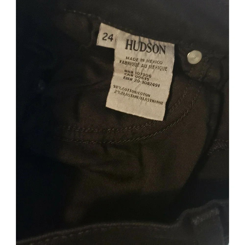 Hudson Riley Crop Relaxed Straight Jeans Sz 24 Exposed Zipper Black NEW - Picture 6 of 7